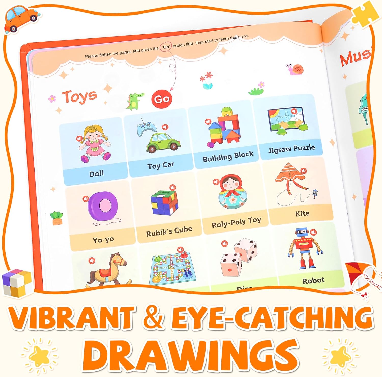 New My First English Words Sound Book Toy, English Learning Talking Book, 470+ Words, 21 Themes, Press to Learn Phonics, Interactive Educational Books for 3 Year Olds A