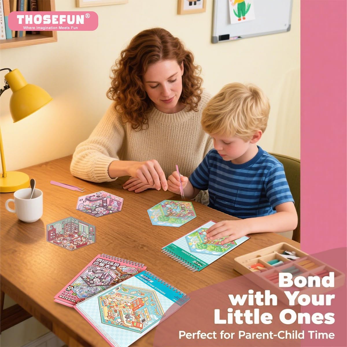 3D Sticker Scene Book for Adults, 20pcs DIY House Stickers Therapy Stress Relief DIY Craft with 2 Tweezers, Creative Funny Gift for Christmas