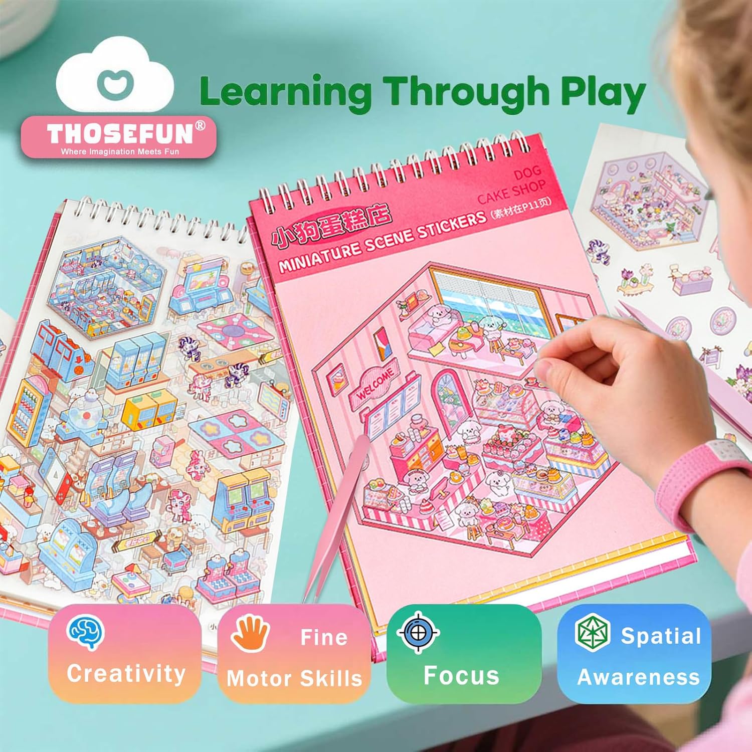 20 Sets DIY 3D Sticker Scene, Sticker Therapy Scenes Collection Book for Adults Stress Relief Pass The Time, Make Your Own House Miniature Cute Cartoon Animal Isometric Scene Funny Stickers